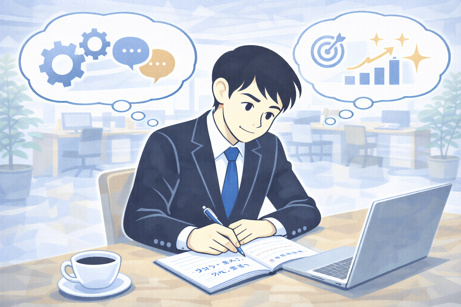 振り返りを通じて話を整理するイメージ