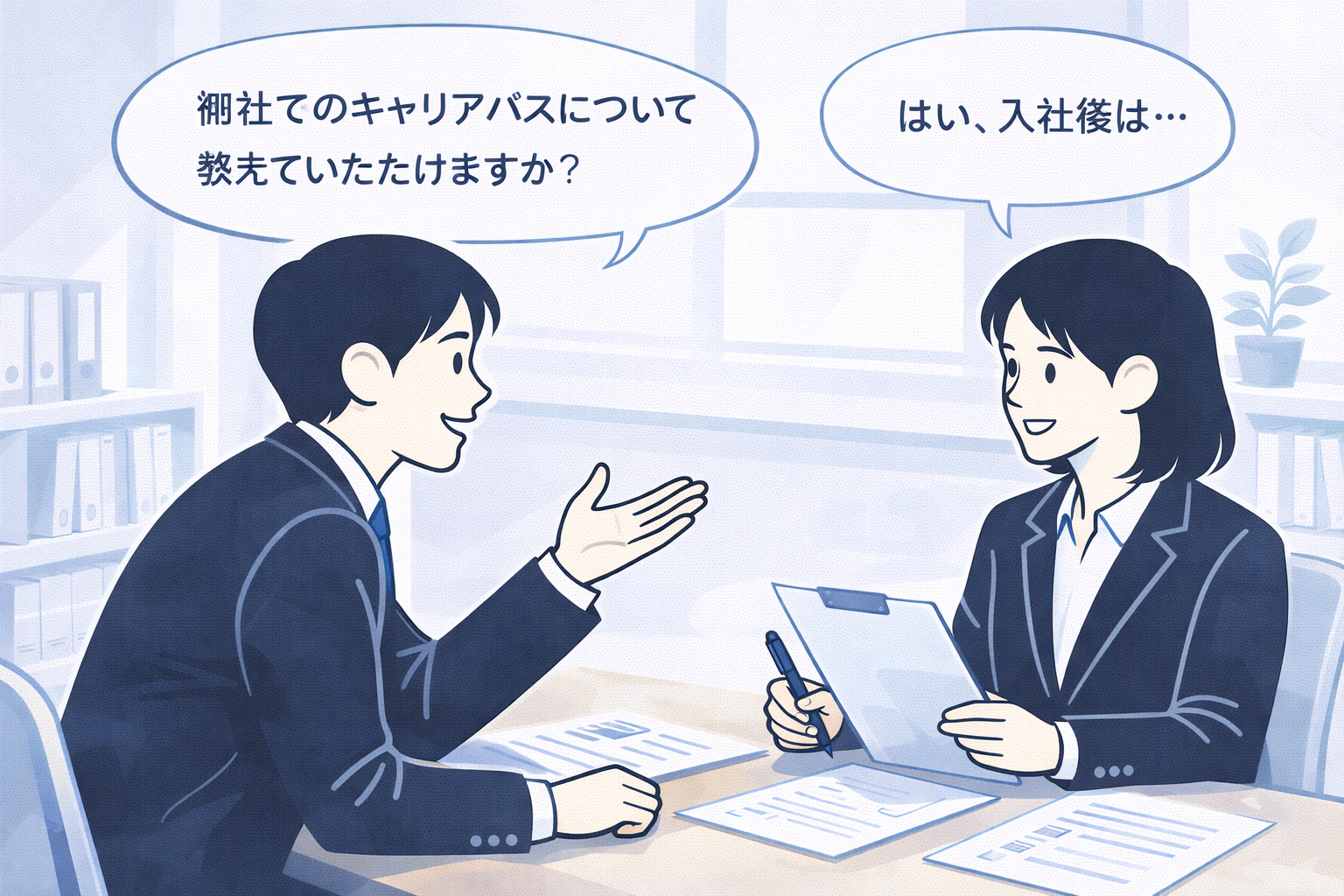 面接で会話しているイメージ