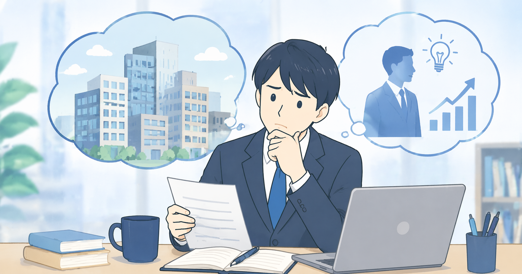 志望動機を考える就活生のイメージ 