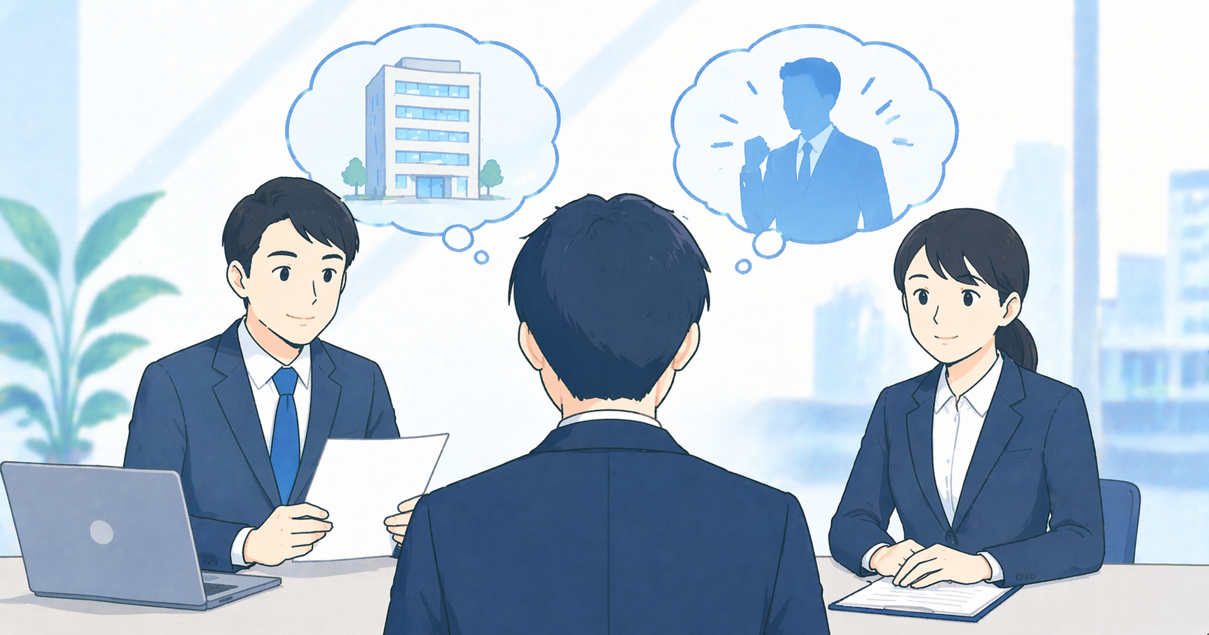 一次面接に向けて準備する就活生のイメージ 