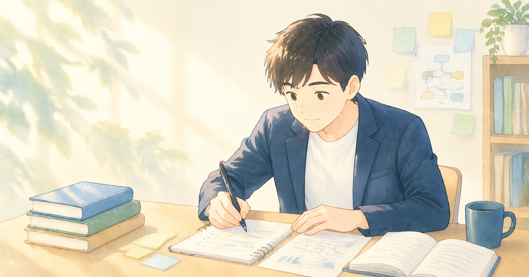 学生時代の経験を整理して振り返るイメージ