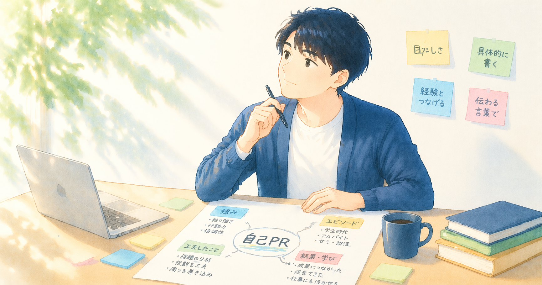 自己PRの内容を整理しているイメージ