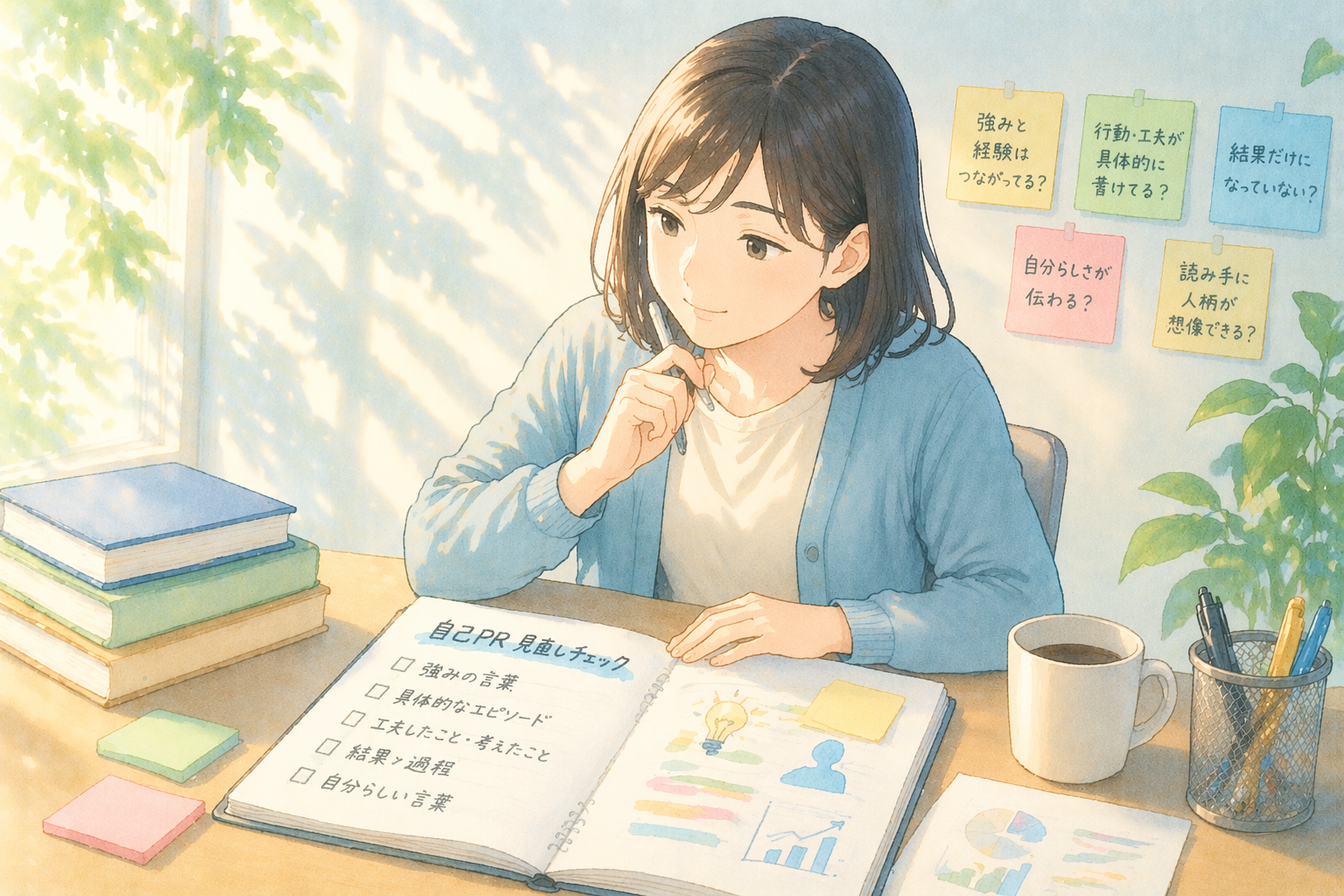 自己PRを考える就活生のイメージ 