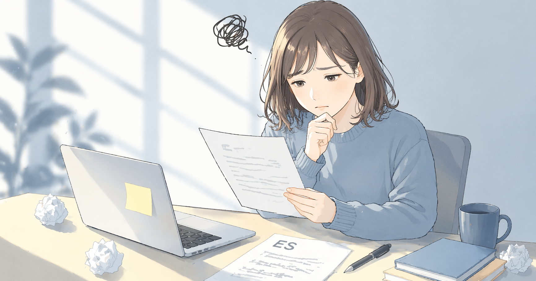 ESの内容を整理して見直しているイメージ