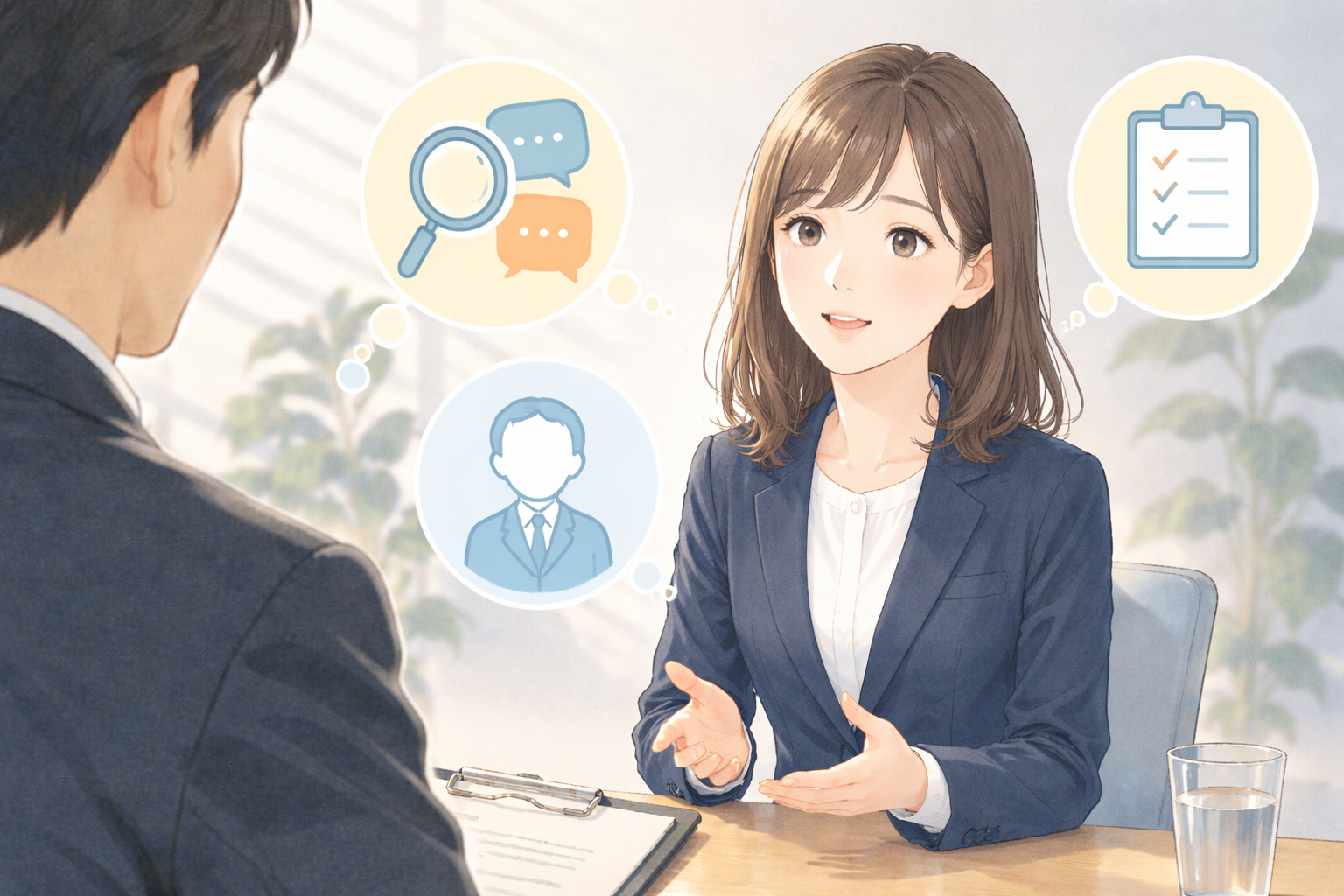 面接で自然に受け答えをしているイメージ