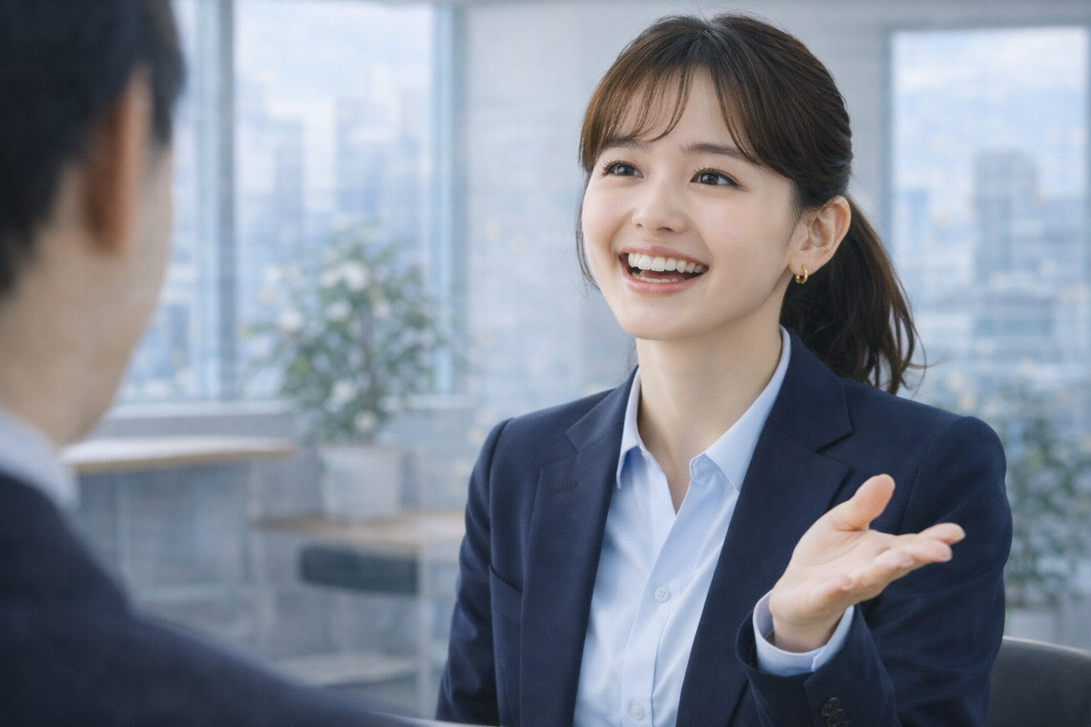 面接本番に向けて気持ちを整えている就活生のイメージ 
