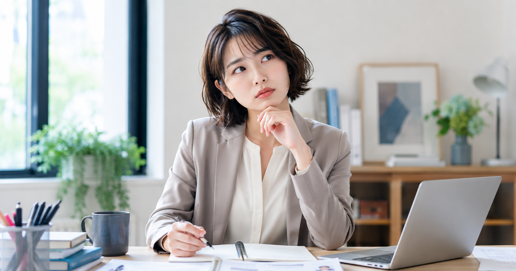 自己PRで強みをどう伝えるべきか考えている就活生のイメージ