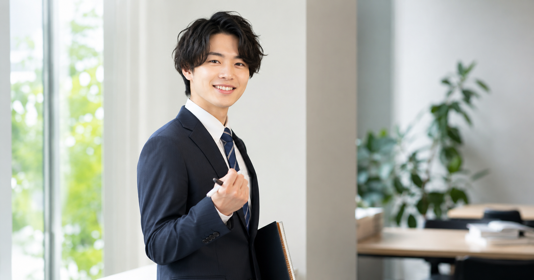 企業ごとに自己PRの見せ方を整理できて前向きな表情になっている就活生のイメージ