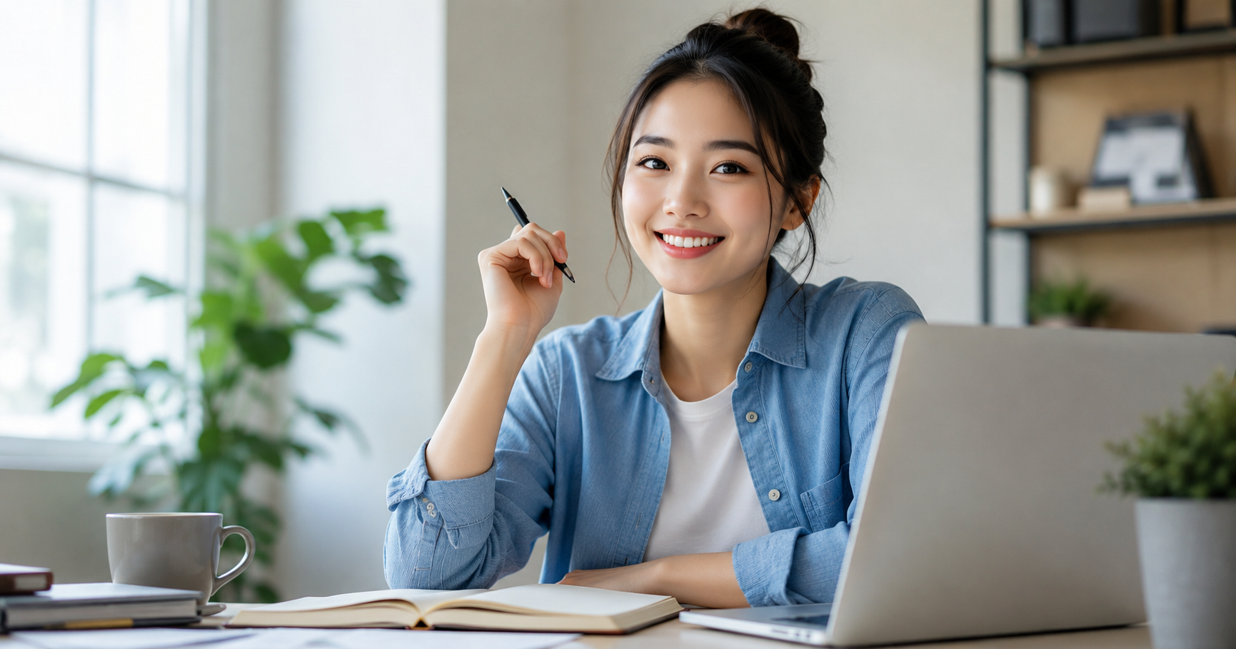 専門用語を分かりやすく言い換える方法を理解して笑顔になっている就活生のイメージ