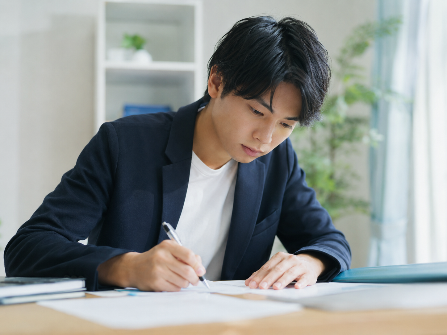 挫折経験をどう整理すればよいか一生懸命考えている就活生のイメージ