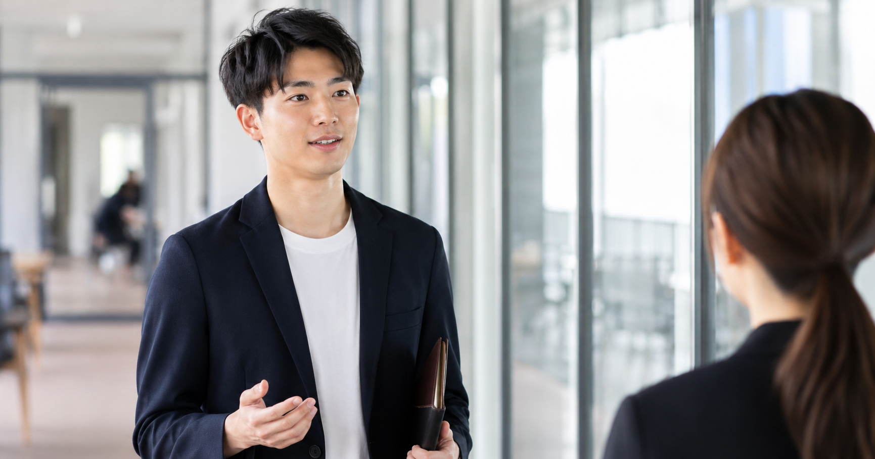 学業説明の型を理解して前向きな表情になっている就活生のイメージ