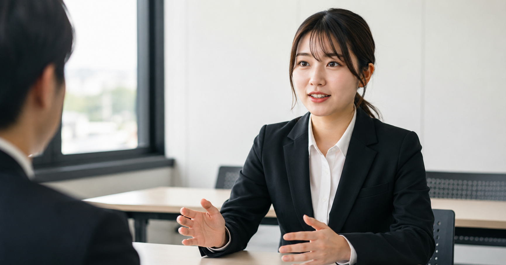 学業トークの型を理解して前向きな表情になっている就活生のイメージ